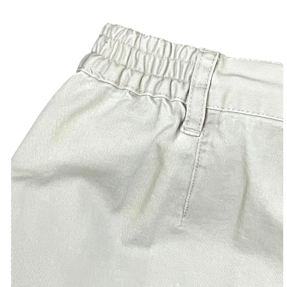 Jones New York Women Beige Pleated Shorts 16W Cotton Elastic Waist Casual‎
